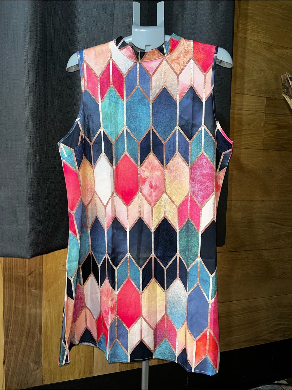 Multicolor Geometric Sleeveless Shift Dress - Women's